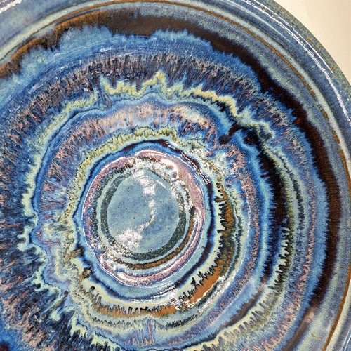 Click to view detail for #230133 Bowl Blue Swirl 14x4.75 $42